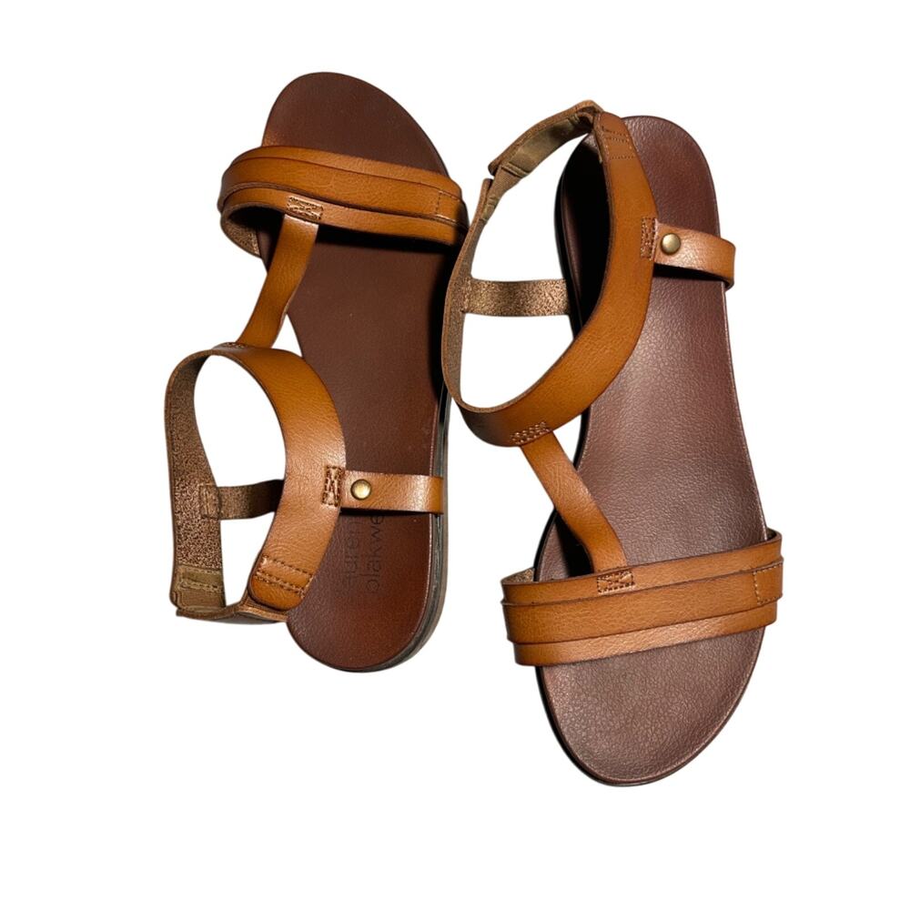 Lauren Blakwell Brown Leather Women's Slip-On Stretchy Back Sandals Size 8M - Picture 3 of 10